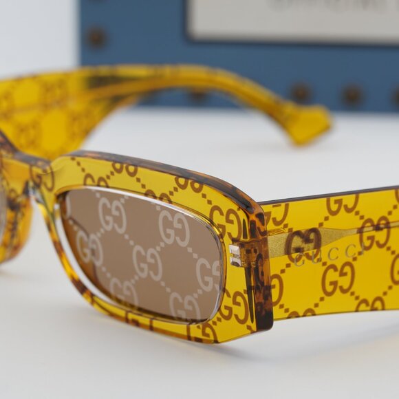 Gucci GG1426S 007 Square Sunglasses - Transparent Yellow with GG Pattern - Picture 7 of 9
